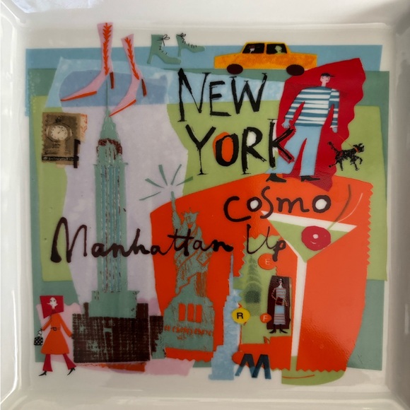 CRATE & BARREL City Scenes Square Appetizer  Plates Tray Road Trip, Set Of 6 - Picture 6 of 8